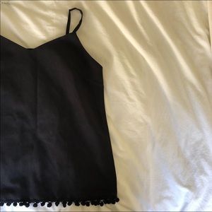 Black velvet tank with Pompom